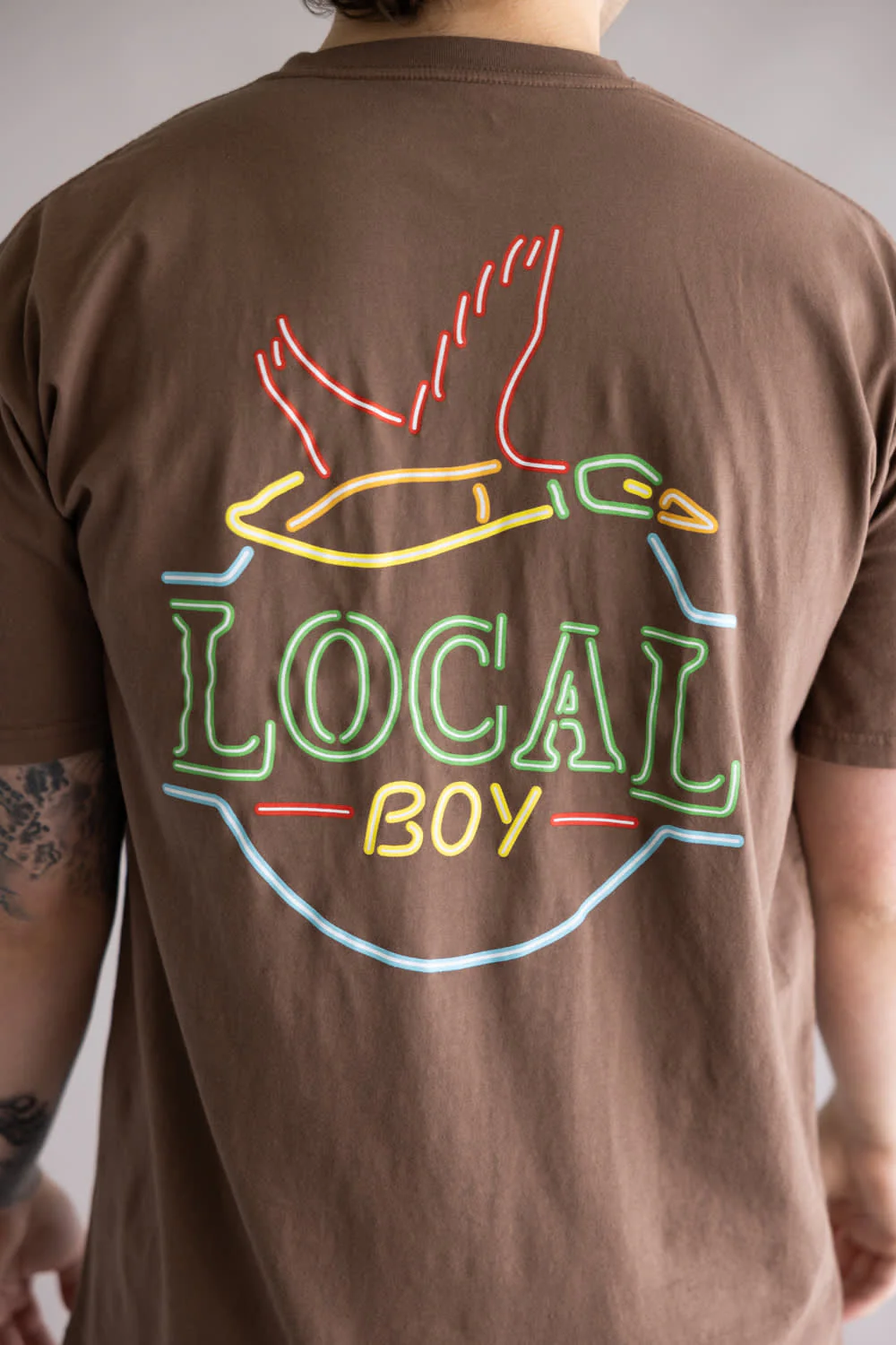 Local Boy Neon Duck T-Shirt for Men in Brown | L1000714-ESO-BROWN - Image 3