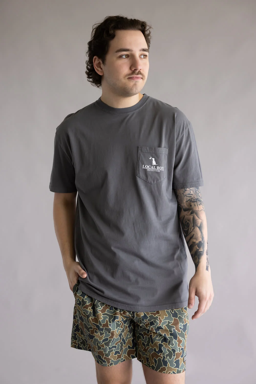 Local Boy Patriotic Pup T-Shirt for Men in Grey | L1000718-GRY-GRAY - Image 2