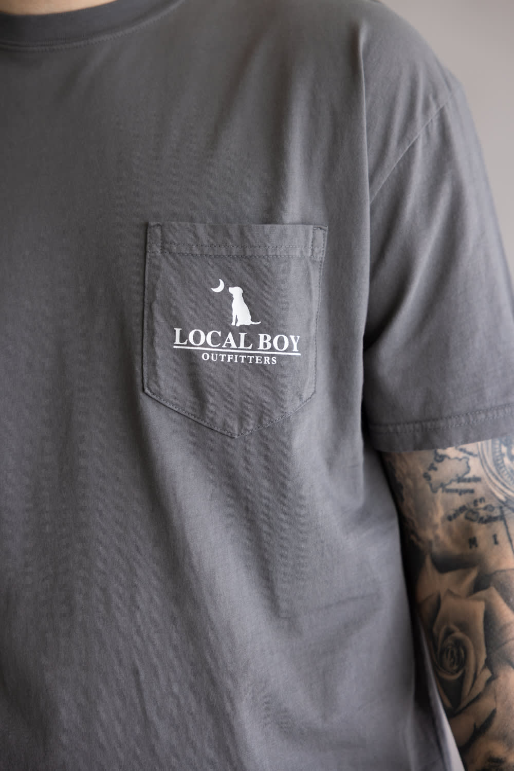Local Boy Patriotic Pup T-Shirt for Men in Grey | L1000718-GRY-GRAY - Image 3