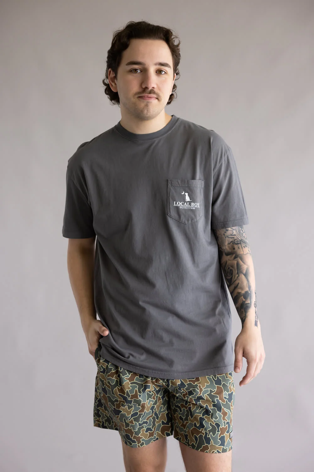Local Boy Patriotic Pup T-Shirt for Men in Grey | L1000718-GRY-GRAY - Image 5