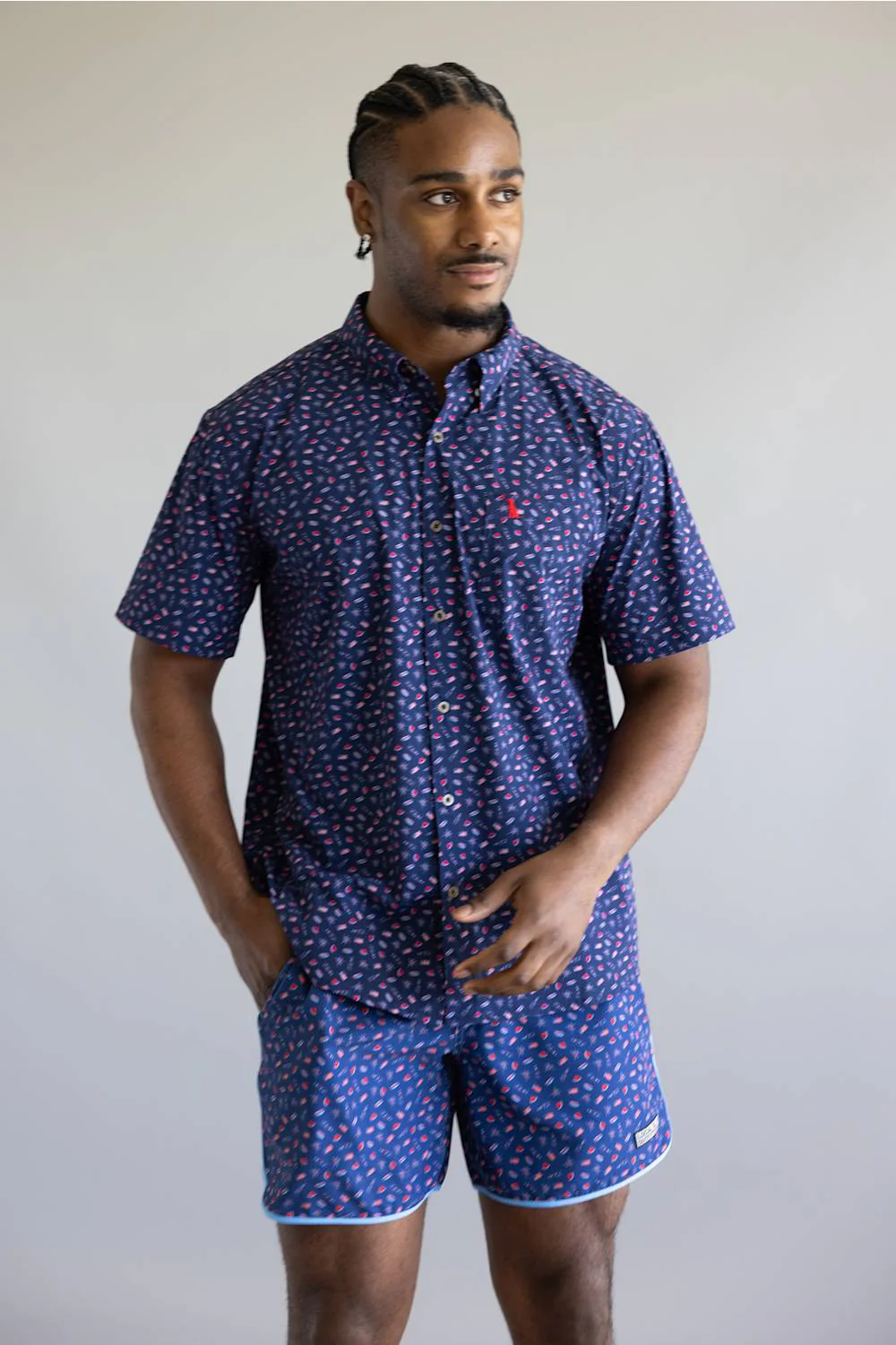 Local Boy USA Low Country Button Down for Men in Navy | L1500050-LOTF-NAVYUSA - Image 2