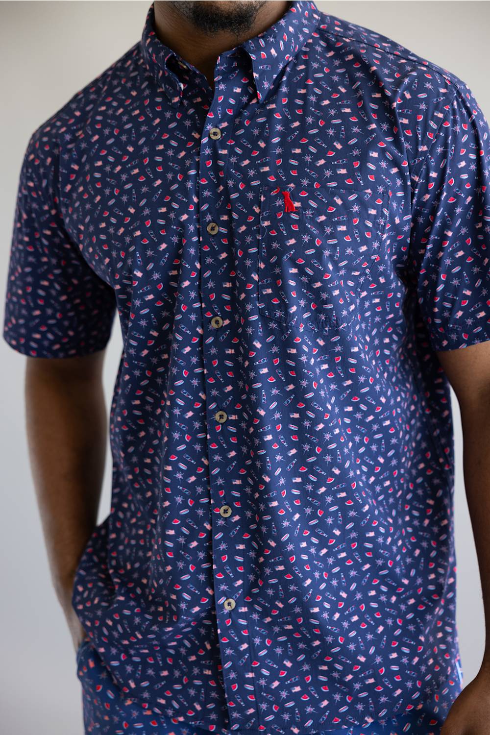 Local Boy USA Low Country Button Down for Men in Navy | L1500050-LOTF-NAVYUSA - Image 3