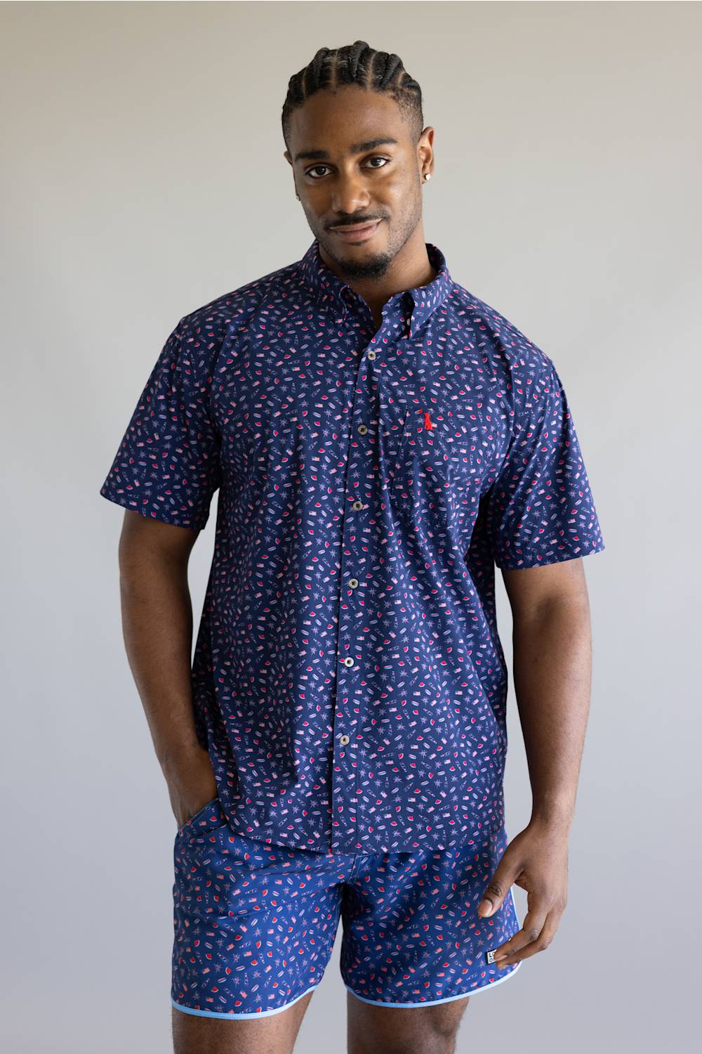 Local Boy USA Low Country Button Down for Men in Navy | L1500050-LOTF-NAVYUSA - Image 5