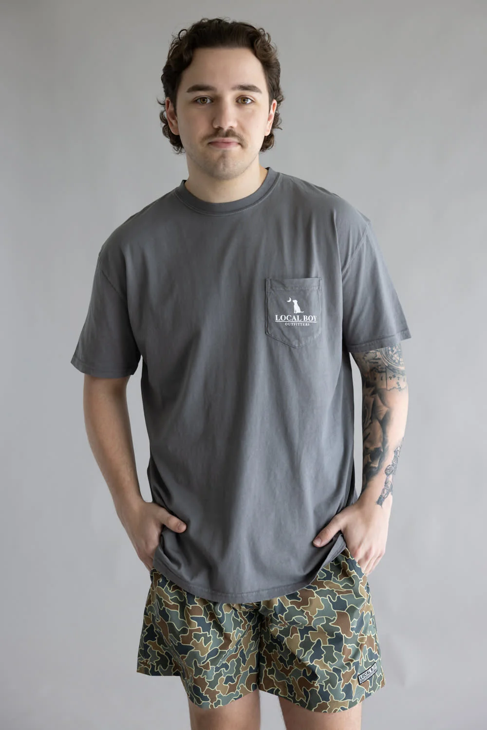 Local Boy Vintage Emblem T-Shirt for Men in Grey | L1000627-GRY-GRAY - Image 2