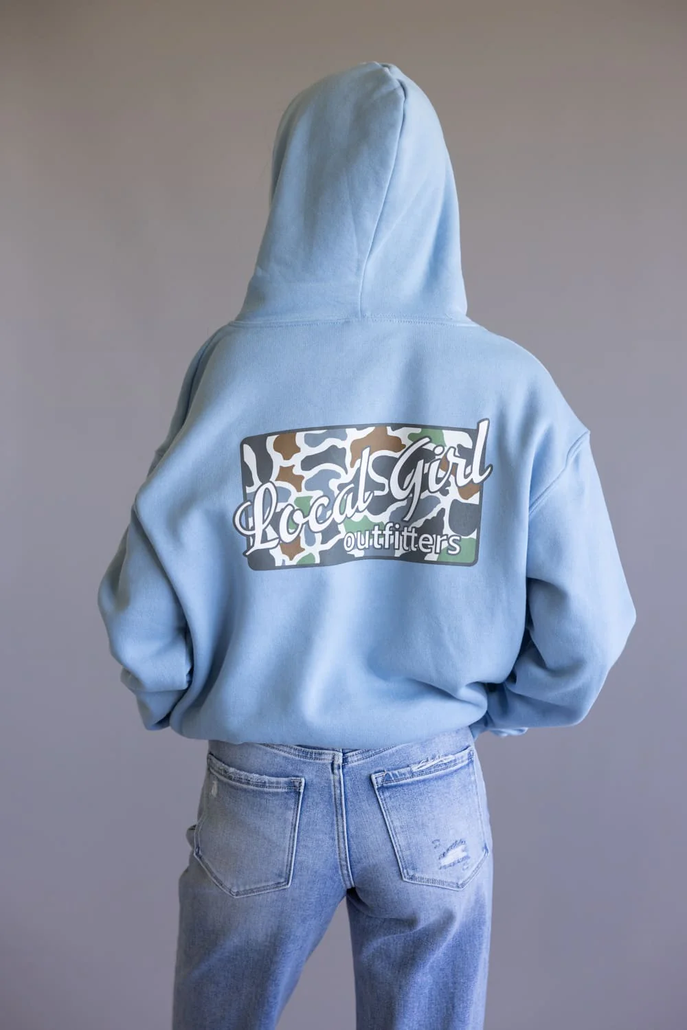 Local Girl Bluff Camo Plate Brushwood Hoodie for Women in Sky Blue | L5130003-SKY - Image 2