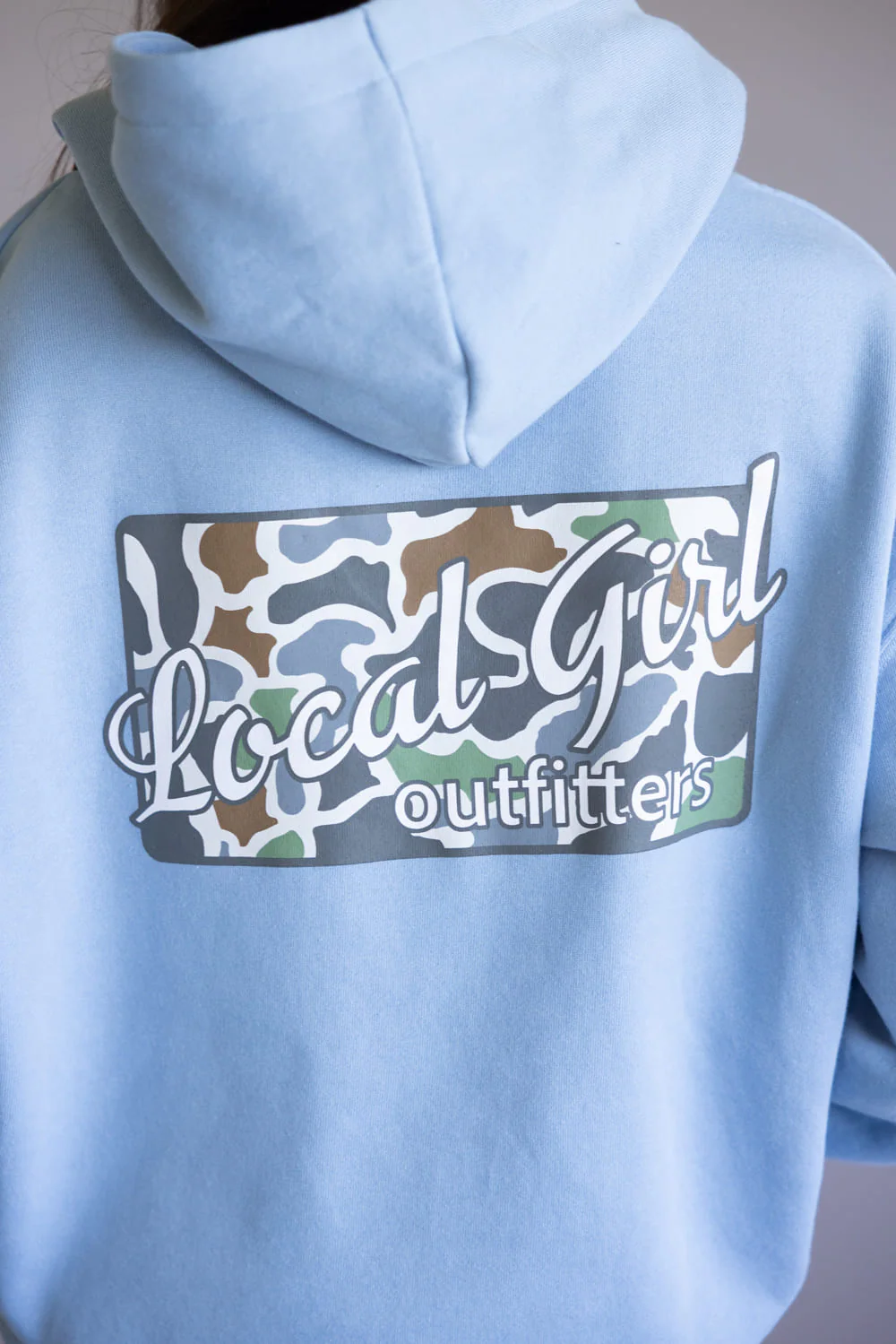 Local Girl Bluff Camo Plate Brushwood Hoodie for Women in Sky Blue | L5130003-SKY - Image 3
