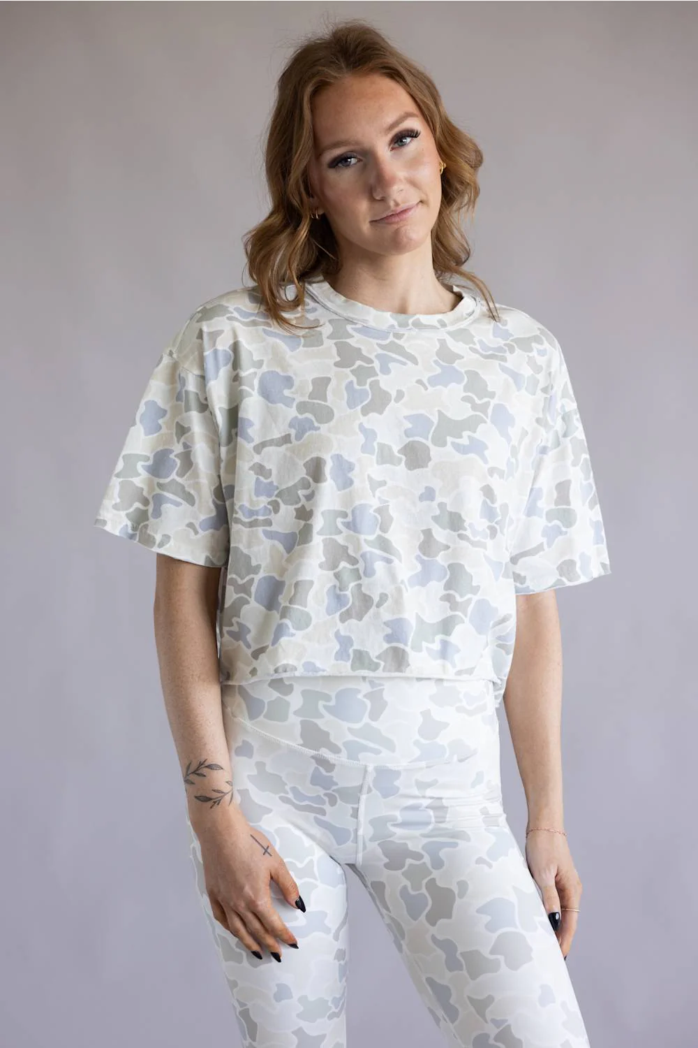 Local Girl Boxy Crop Tee for Women in Saltwater Camo | L5110000-FCW - Image 4