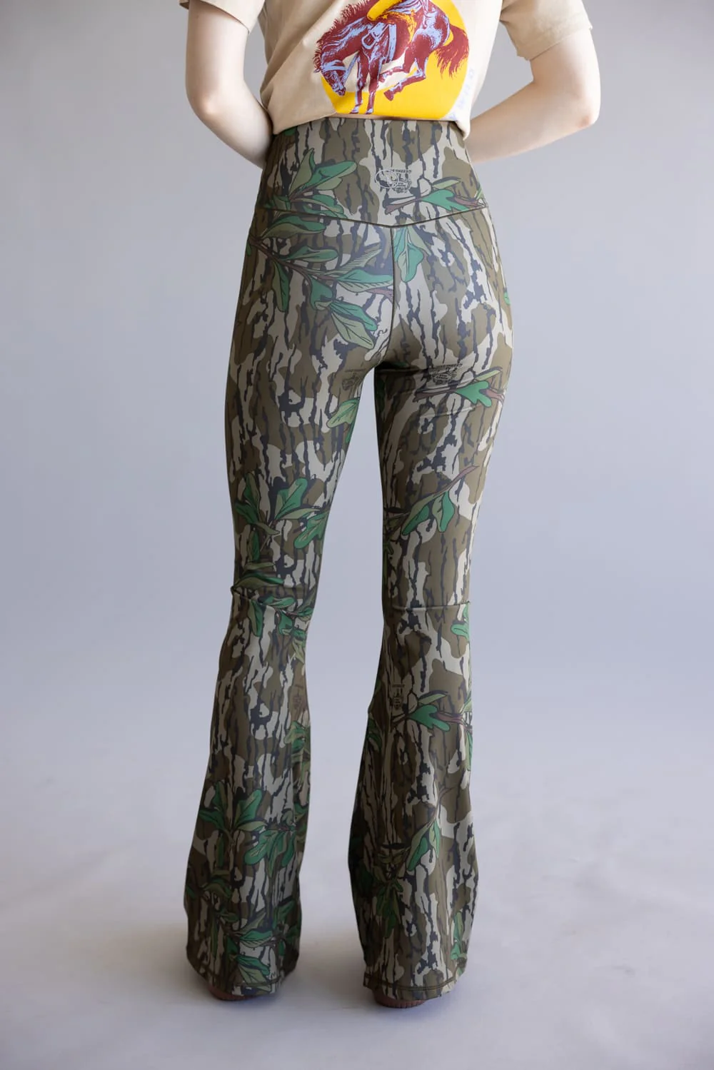 Local Girl Cross-over Waistband Flare Leggings for Women in Camo | L5160004-GNL - Image 2