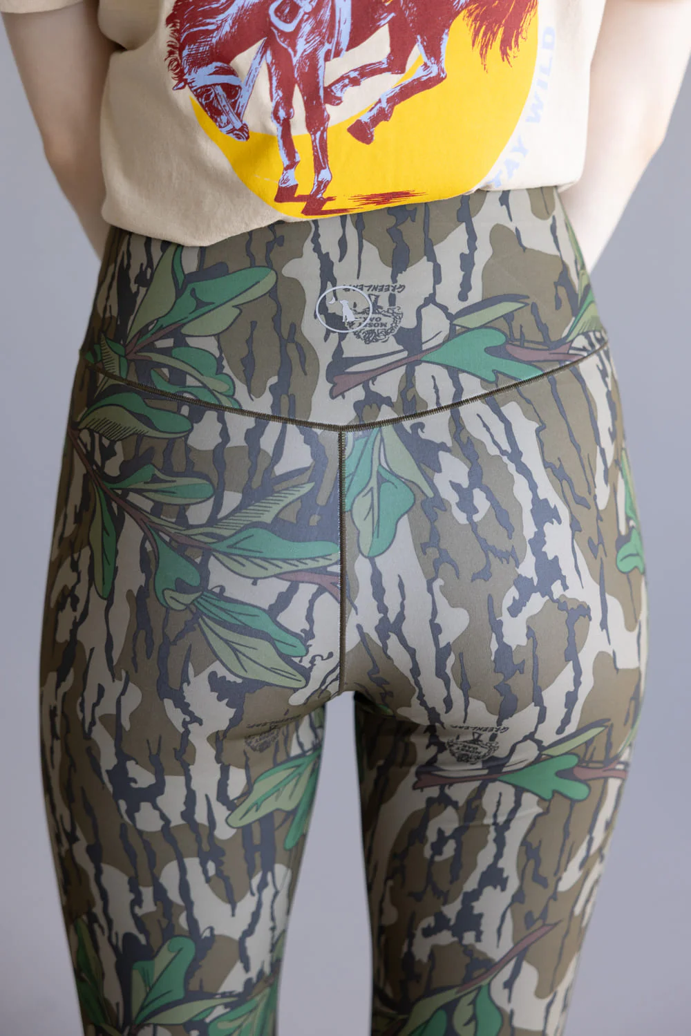Local Girl Cross-over Waistband Flare Leggings for Women in Camo | L5160004-GNL - Image 4