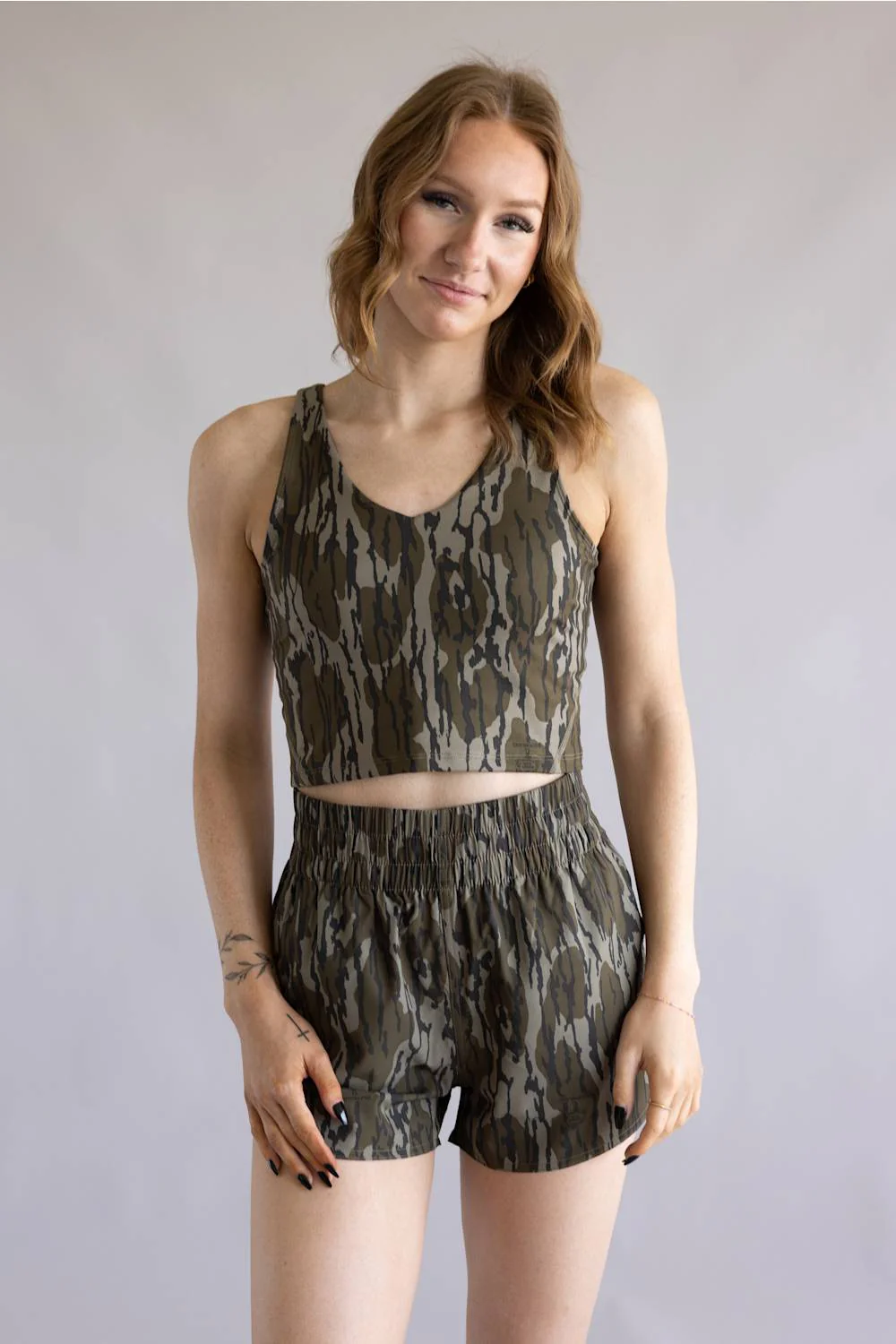 Local Girl High Waisted Volley Shorts for Women in Bottomland Camo | L5160000-OBLD - Image 2