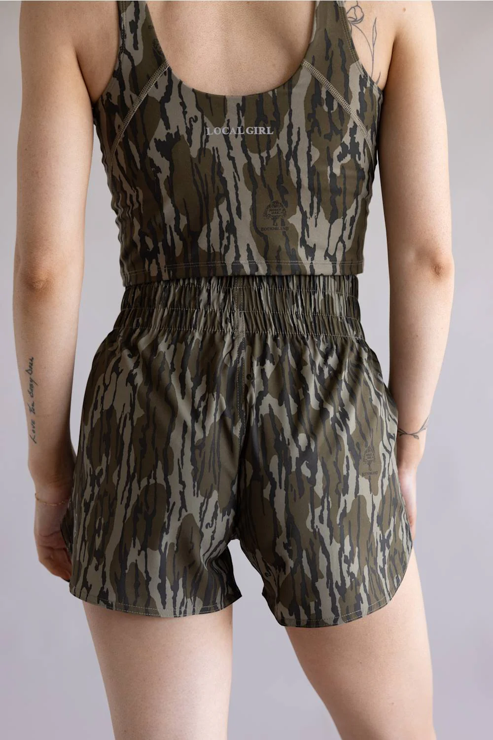 Local Girl High Waisted Volley Shorts for Women in Bottomland Camo | L5160000-OBLD - Image 3