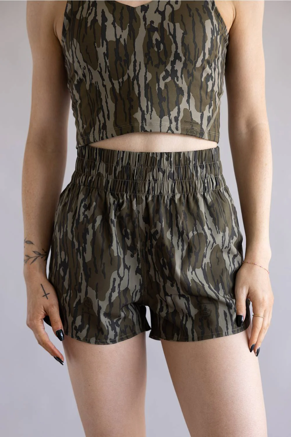 Local Girl High Waisted Volley Shorts for Women in Bottomland Camo | L5160000-OBLD - Image 4