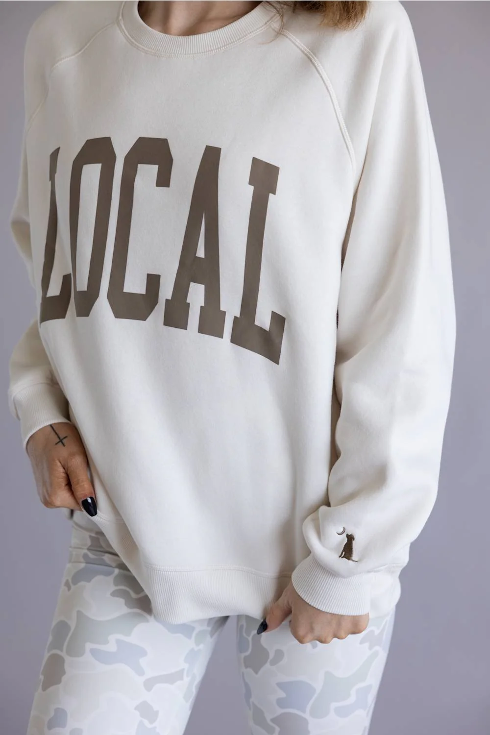 Local Girl Outfitters Crescent Crew Sweatshirt for Women in Ivory | L5130024-IVY - Image 2
