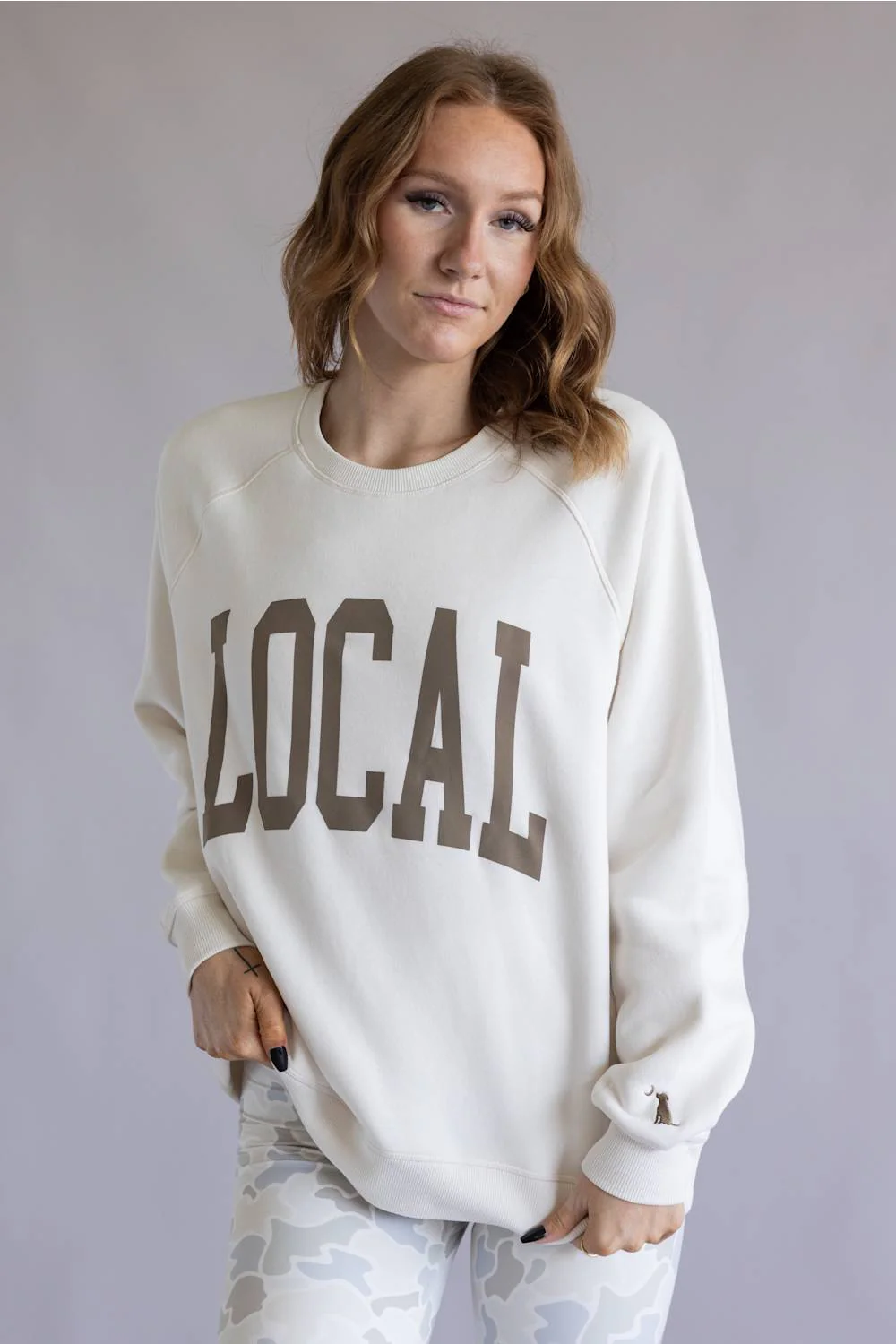 Local Girl Outfitters Crescent Crew Sweatshirt for Women in Ivory | L5130024-IVY - Image 3