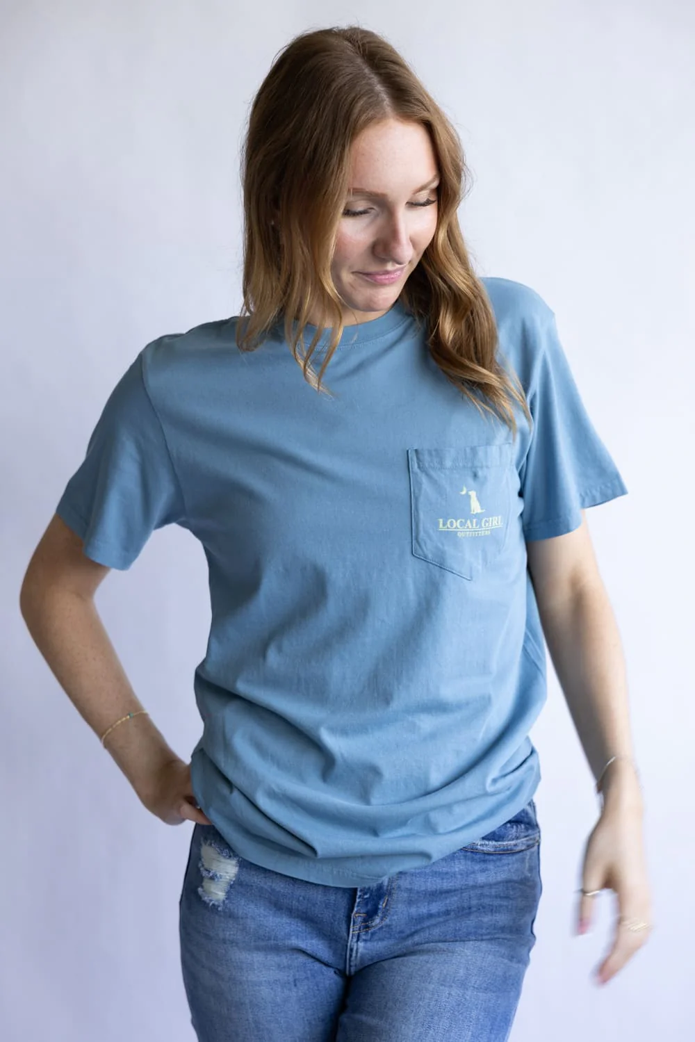 Local Girl Western Whiskey T-Shirt for Women in Slate | L5100045-SLT - Image 2