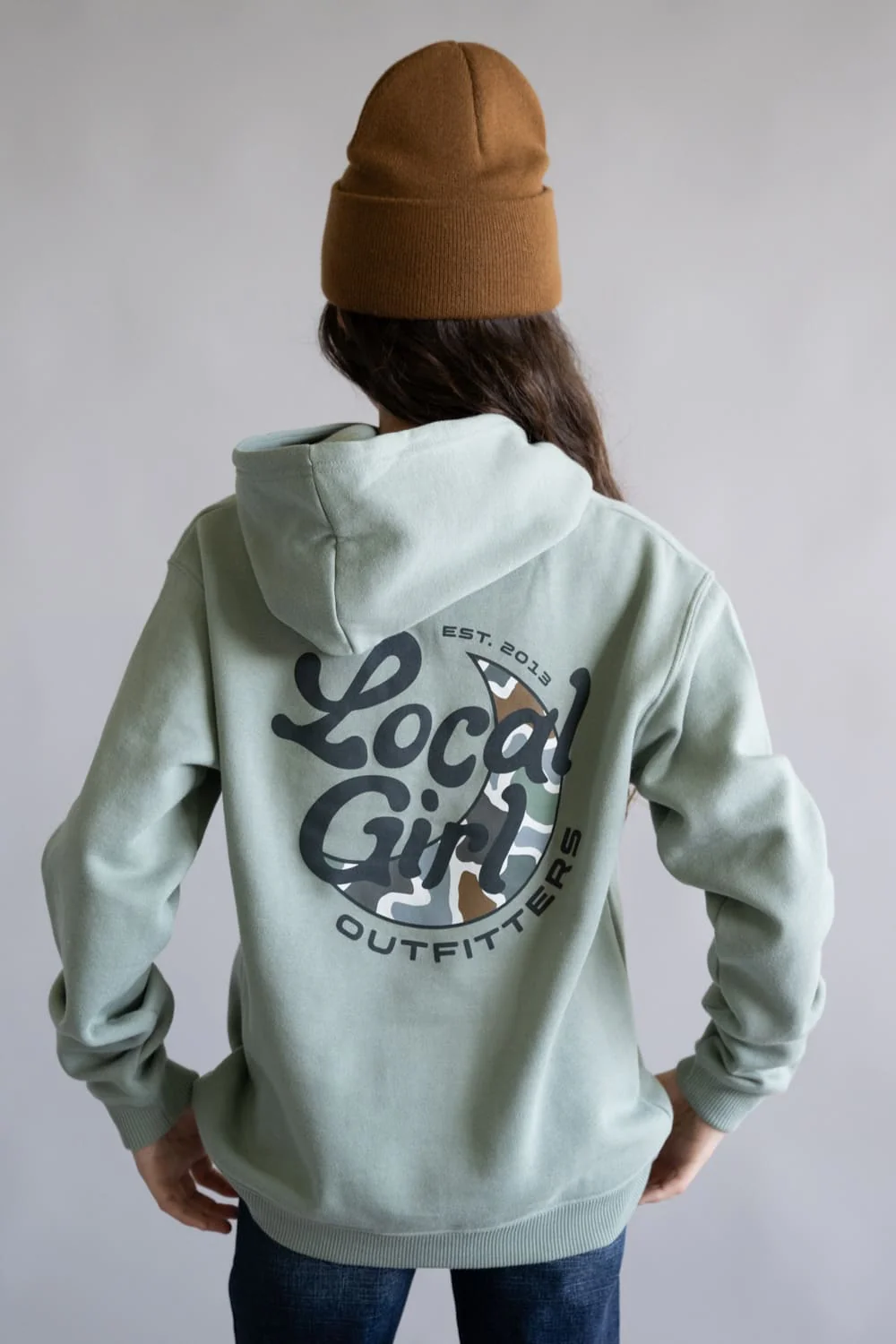 Local Girl Youth Groovy Moon Hoodie in Green | L5020003-DUG - Image 4