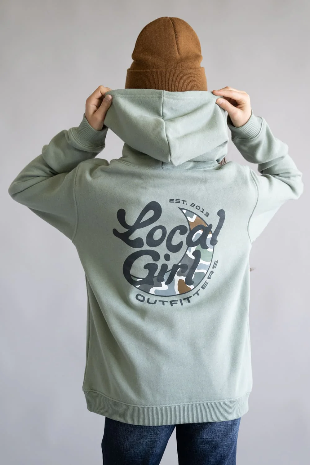 Local Girl Youth Groovy Moon Hoodie in Green | L5020003-DUG - Image 6