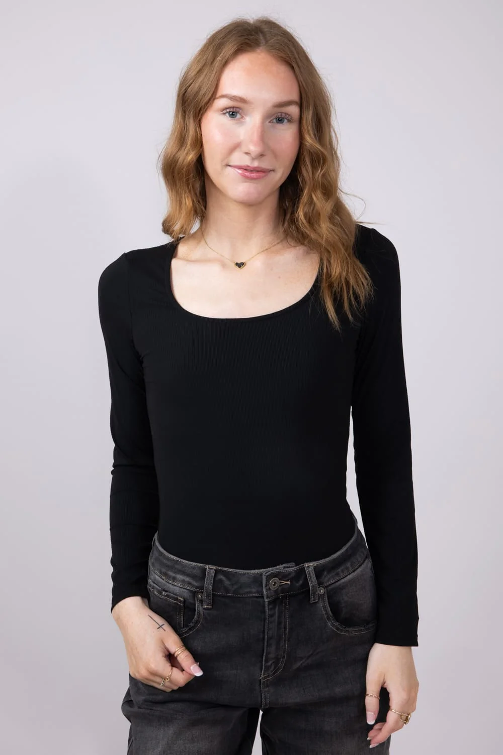 Long Sleeve Bodysuit for Women in Black | UT3067-BLACK - Image 2