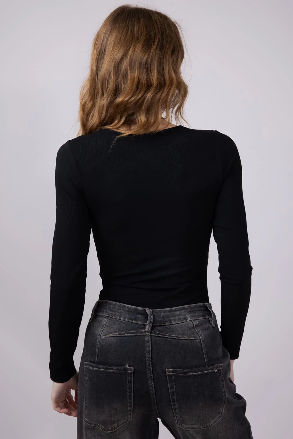 Long Sleeve Bodysuit for Women in Black | UT3067-BLACK - Image 5