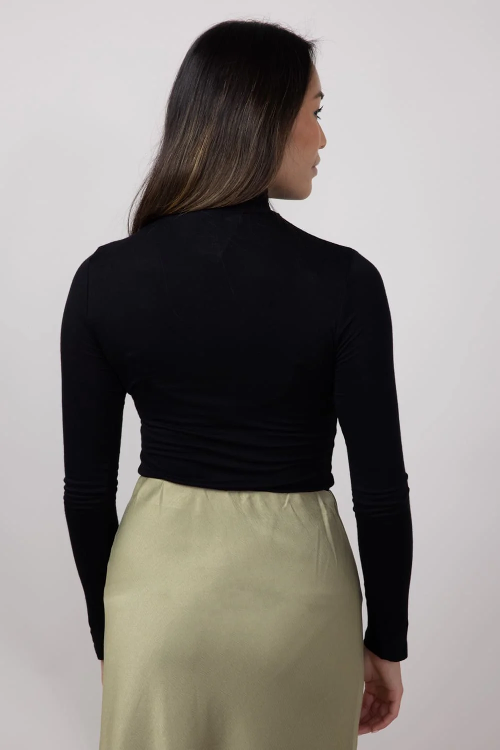 Long Sleeve Turtleneck Top for Women in Black | T10073-BLACK - Image 2