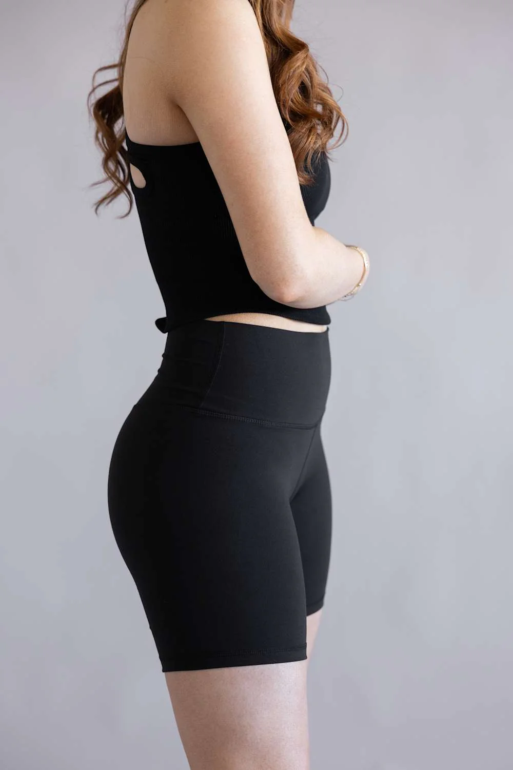 Love Tree Biker Shorts for Women in Black | 60137PN-BLACK - Image 4