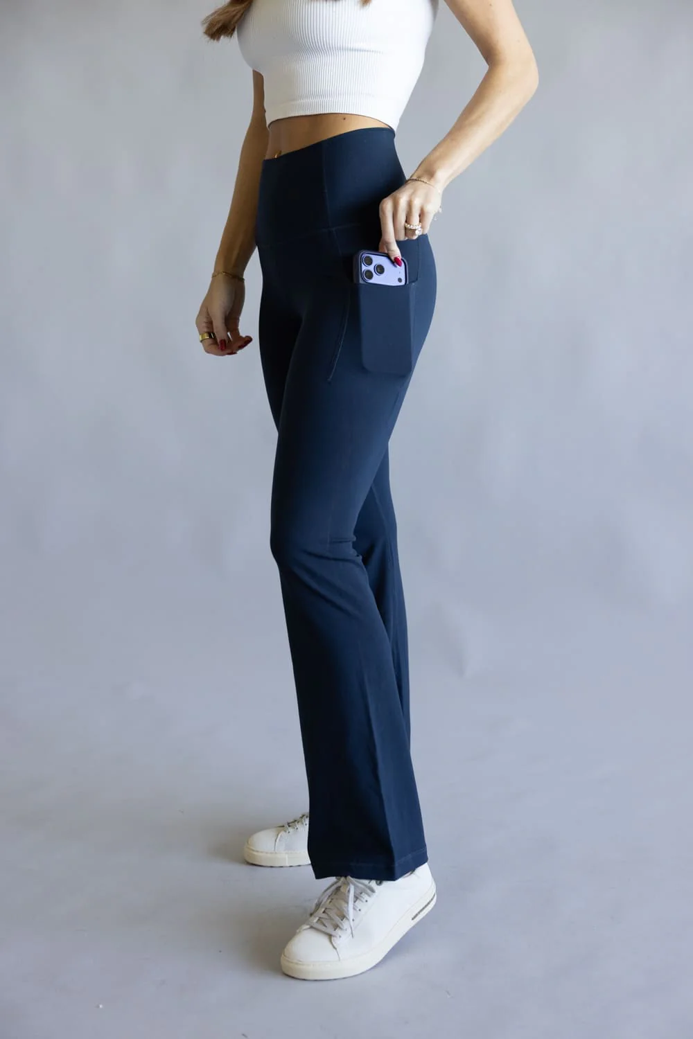 Love Tree High Waisted Bootcut Leggings for Women in Navy Eclipse | 6943PN-ECLIPSE - Image 2