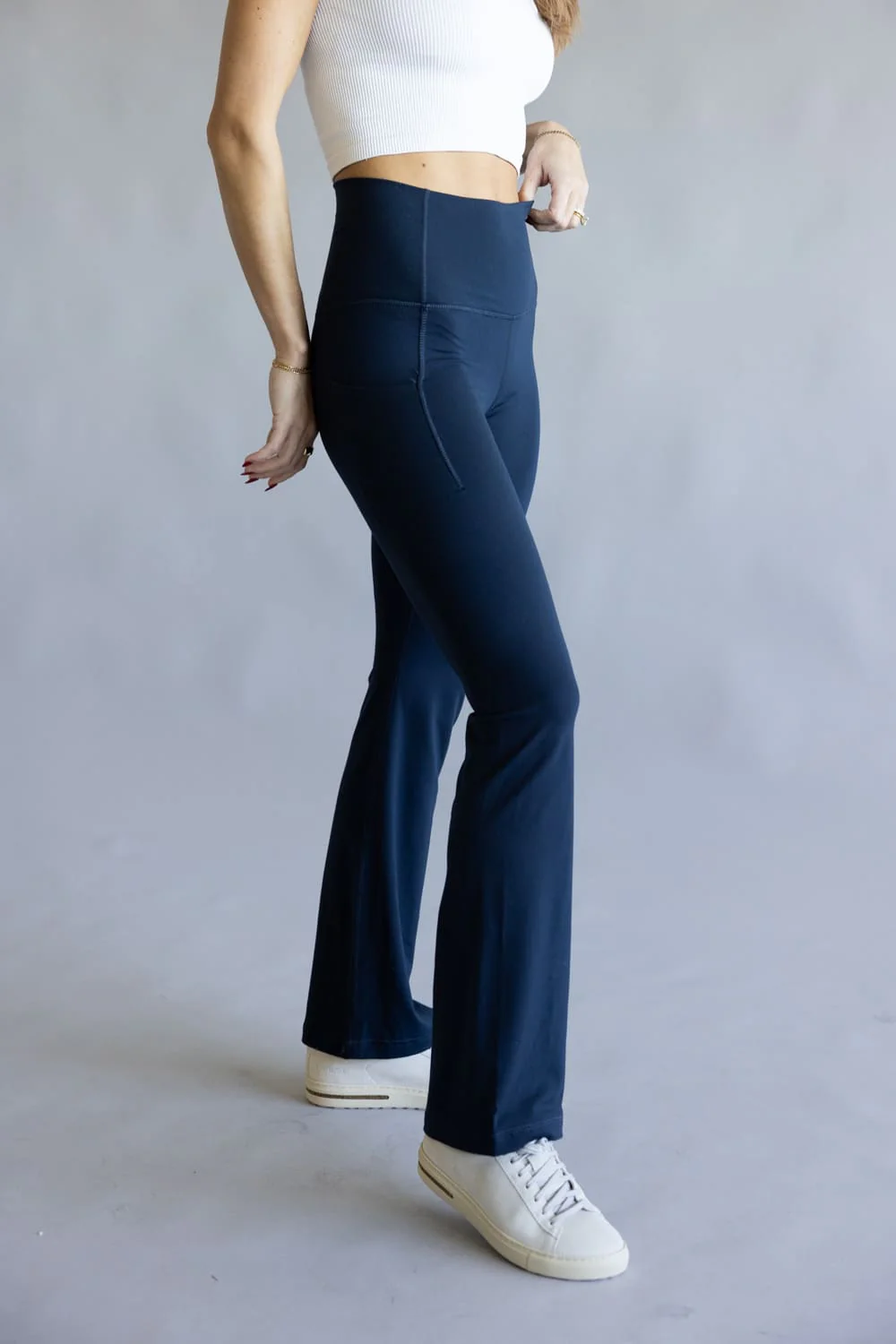 Love Tree High Waisted Bootcut Leggings for Women in Navy Eclipse | 6943PN-ECLIPSE - Image 4