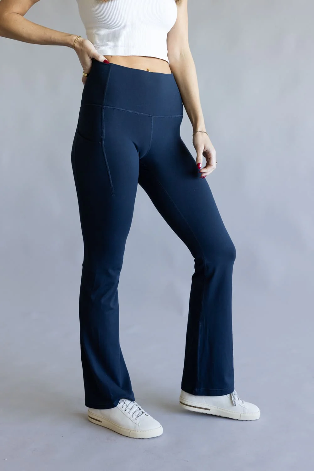 Love Tree High Waisted Bootcut Leggings for Women in Navy Eclipse | 6943PN-ECLIPSE - Image 5