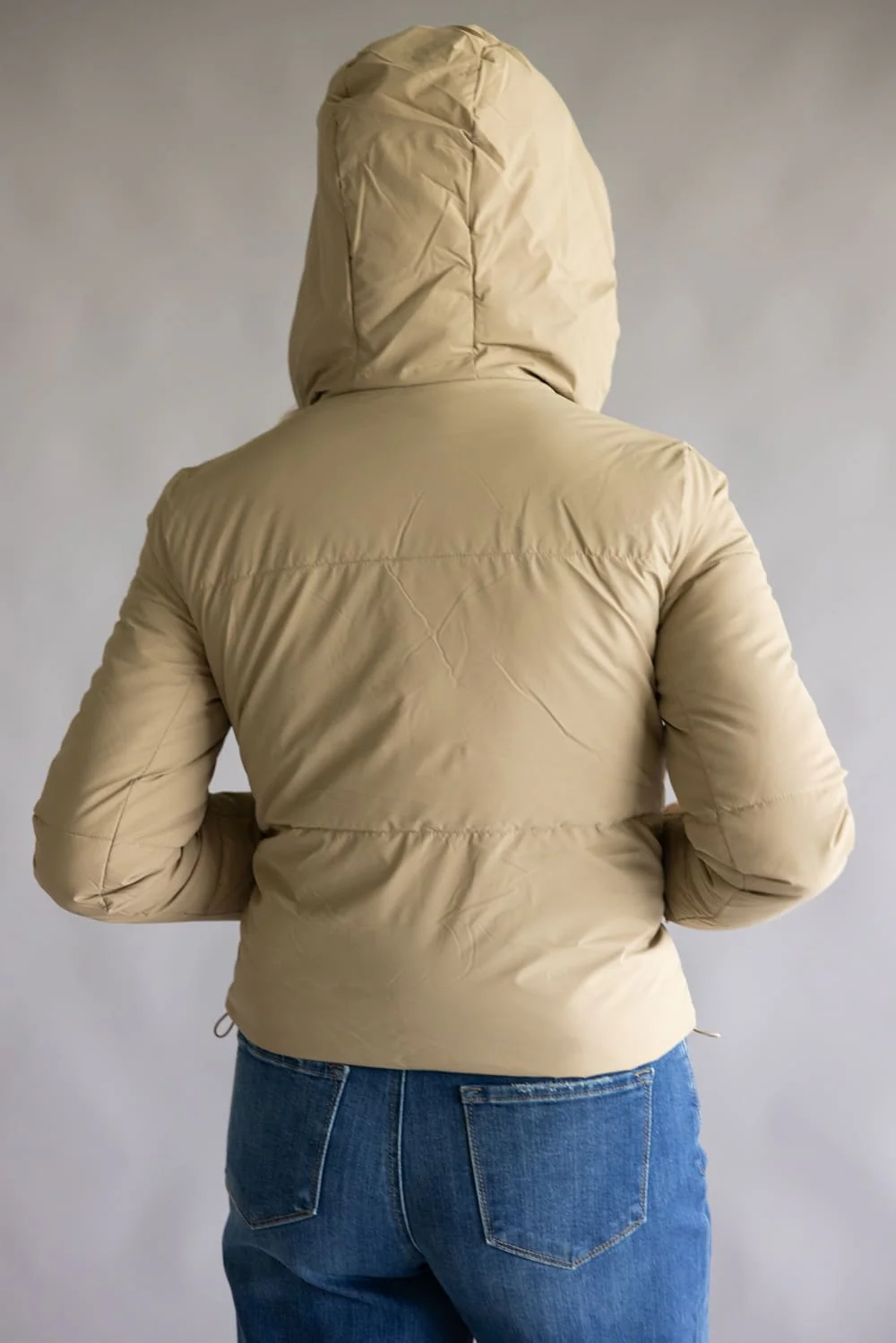 Love Tree Hooded Puffer Coat for Women in Khaki | 80349JN-KHAKI - Image 2