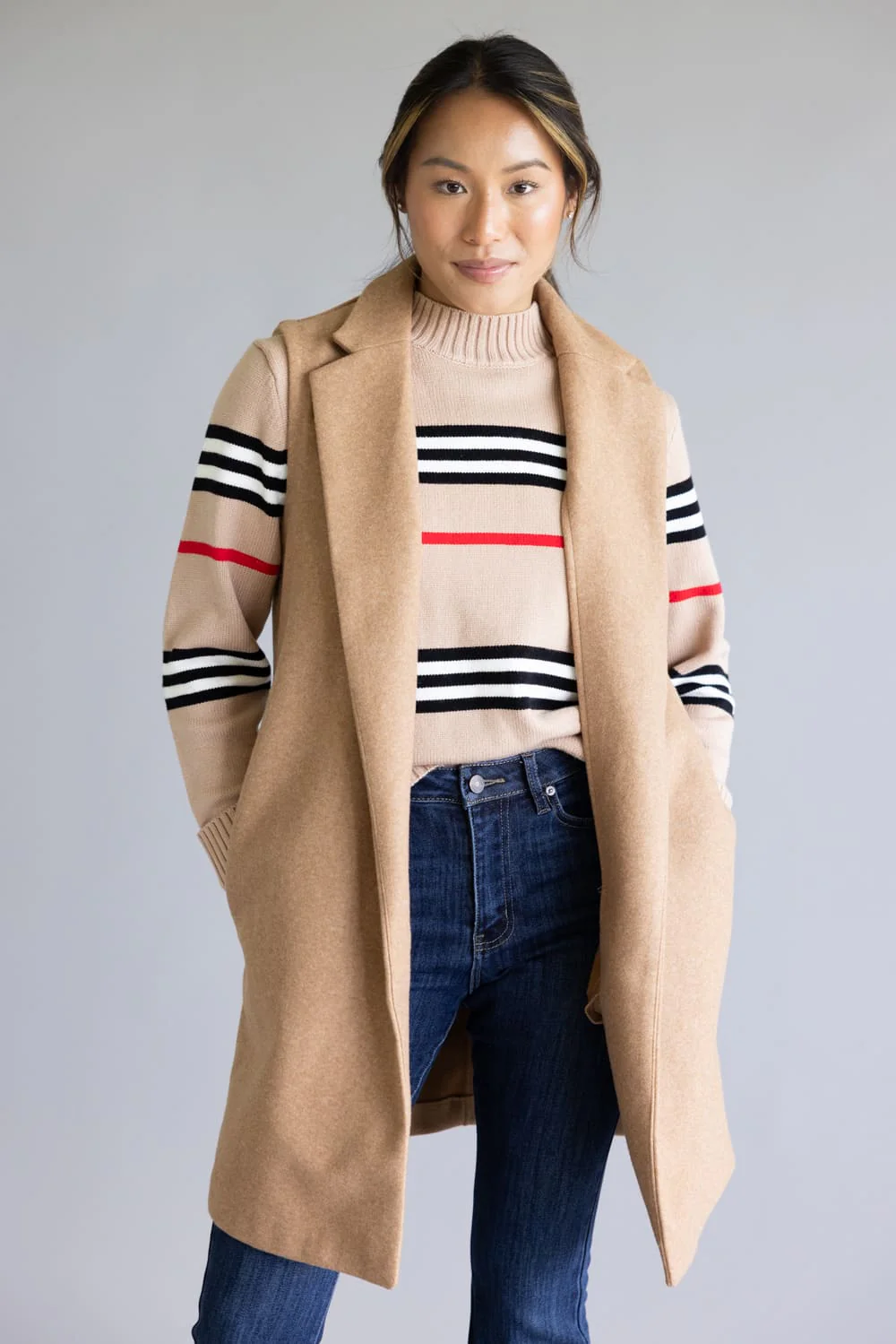 Love Tree Long Line Vest for Women in Camel | 5052VY-CAMEL - Image 2