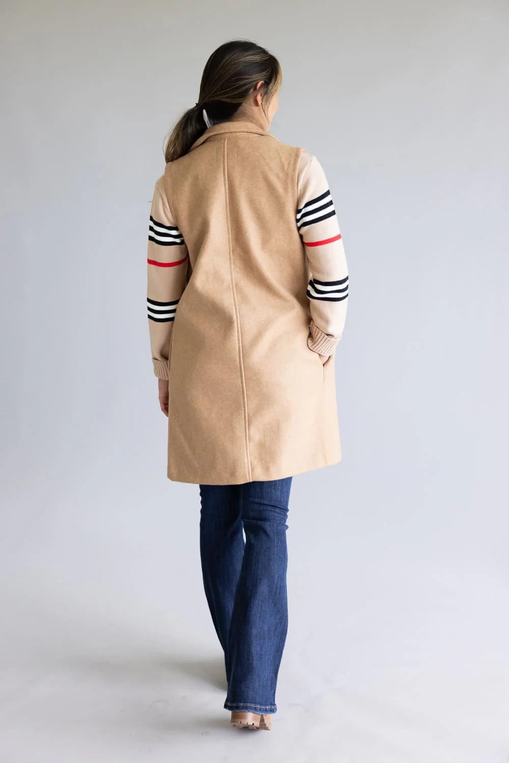 Love Tree Long Line Vest for Women in Camel | 5052VY-CAMEL - Image 3