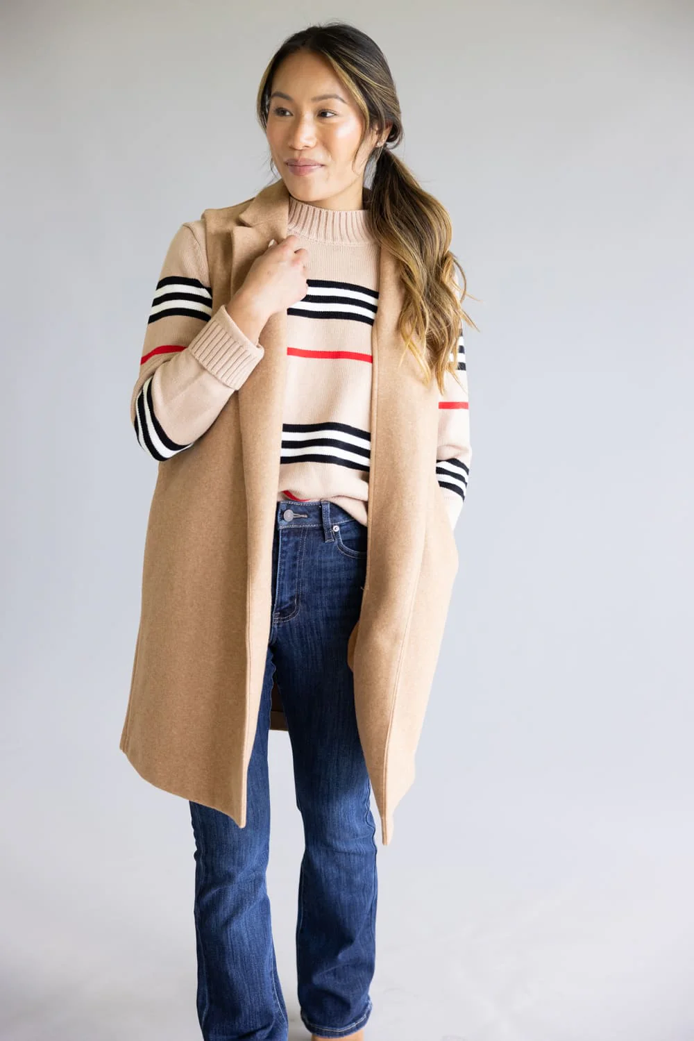 Love Tree Long Line Vest for Women in Camel | 5052VY-CAMEL - Image 6