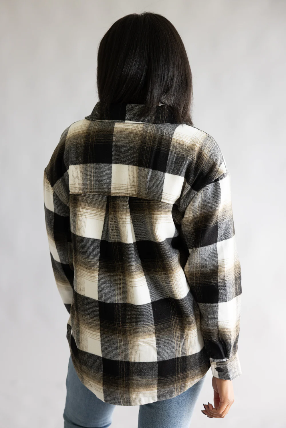 Love Tree Sherpa Lined Plaid Jacket for Women in Black | 80383JN-BLACK - Image 2