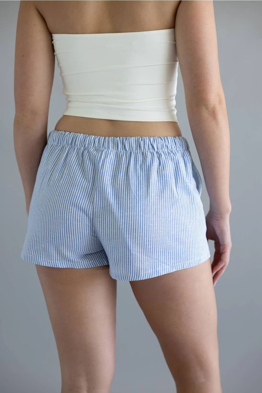 Love Tree Striped Shorts for Women in Blue | 60055PN-BLUE - Image 2