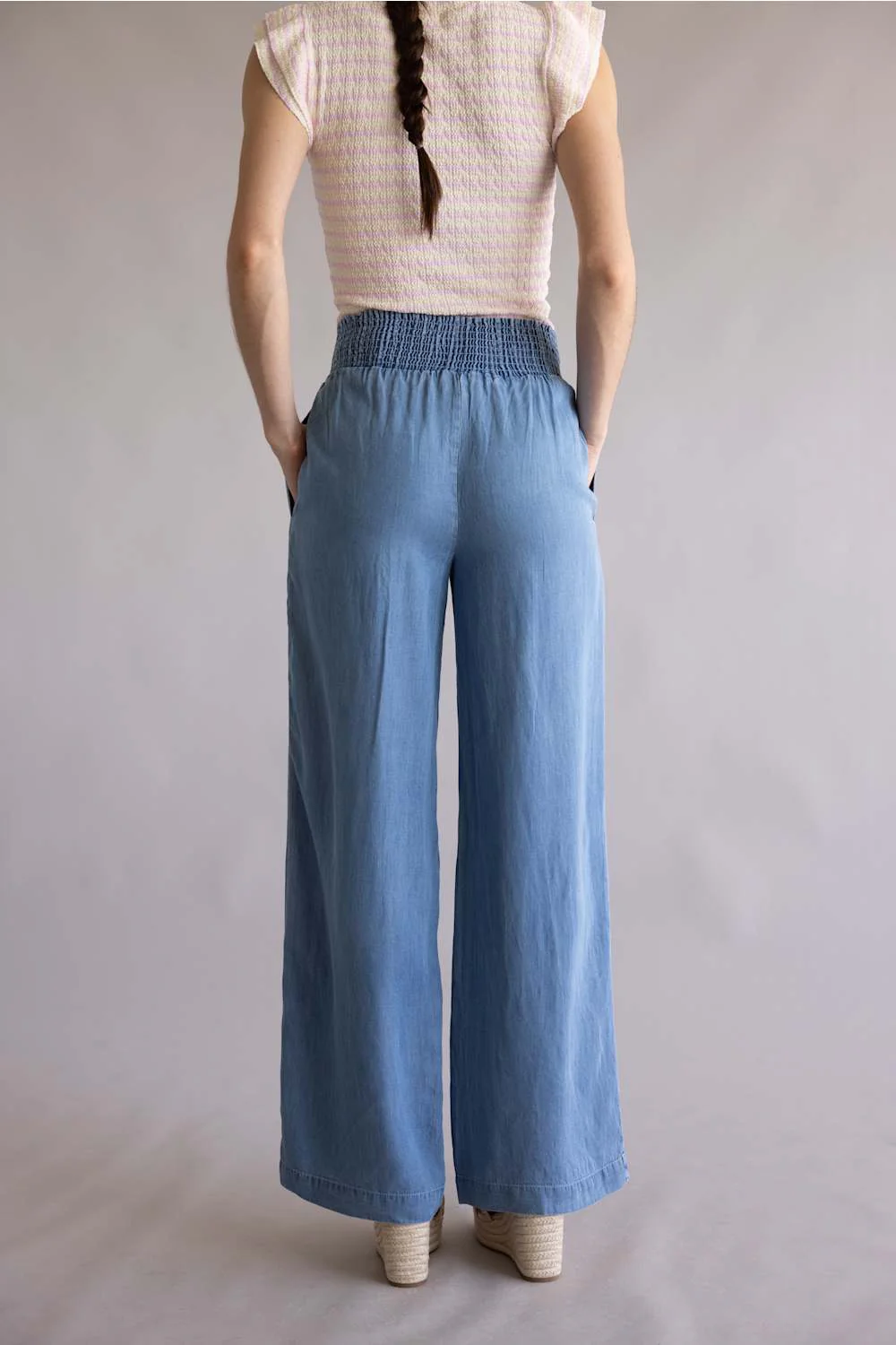 Love Tree Tencel Wide Leg Beach Pants for Women in Blue | 6913PN-BLUE - Image 3