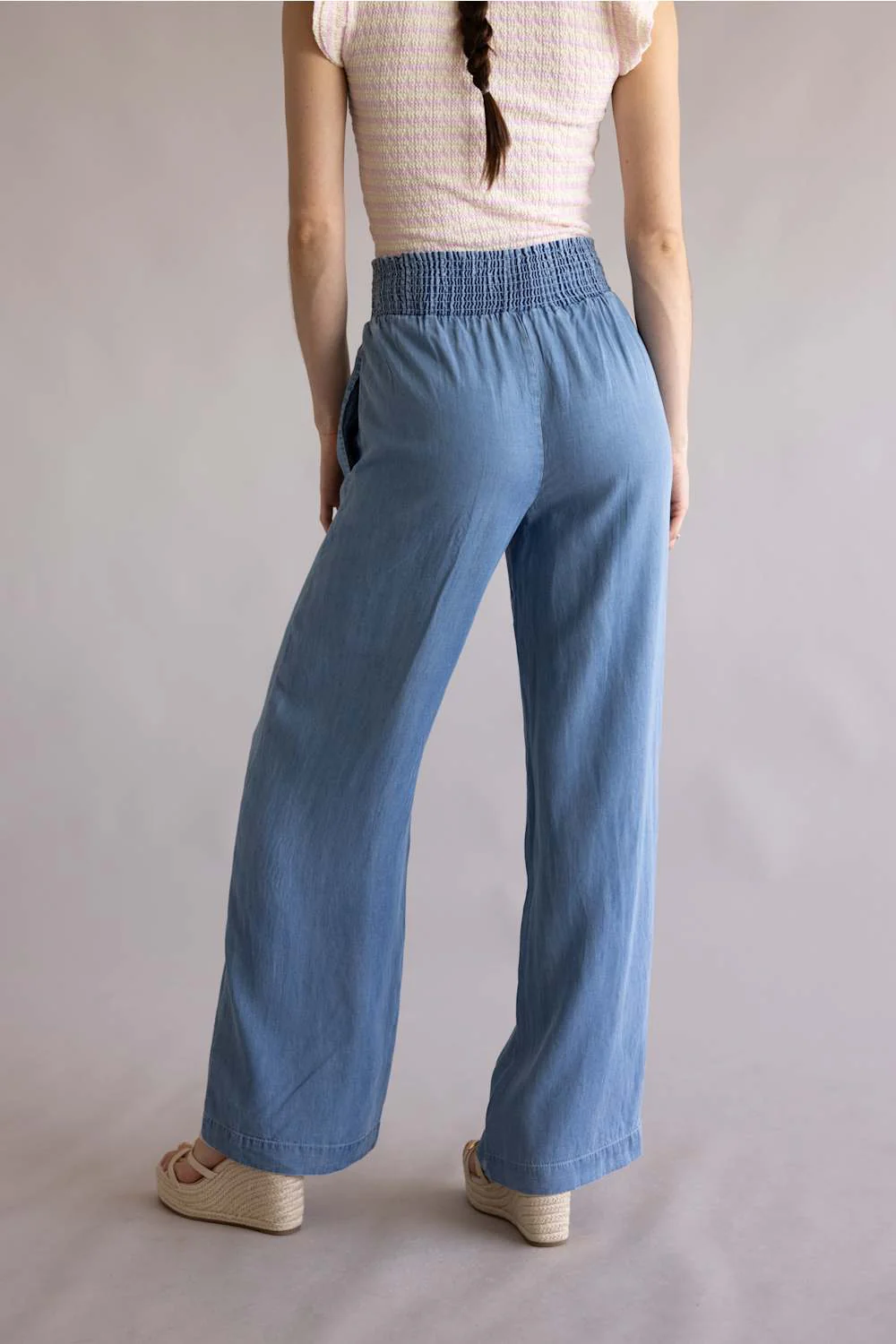 Love Tree Tencel Wide Leg Beach Pants for Women in Blue | 6913PN-BLUE - Image 4