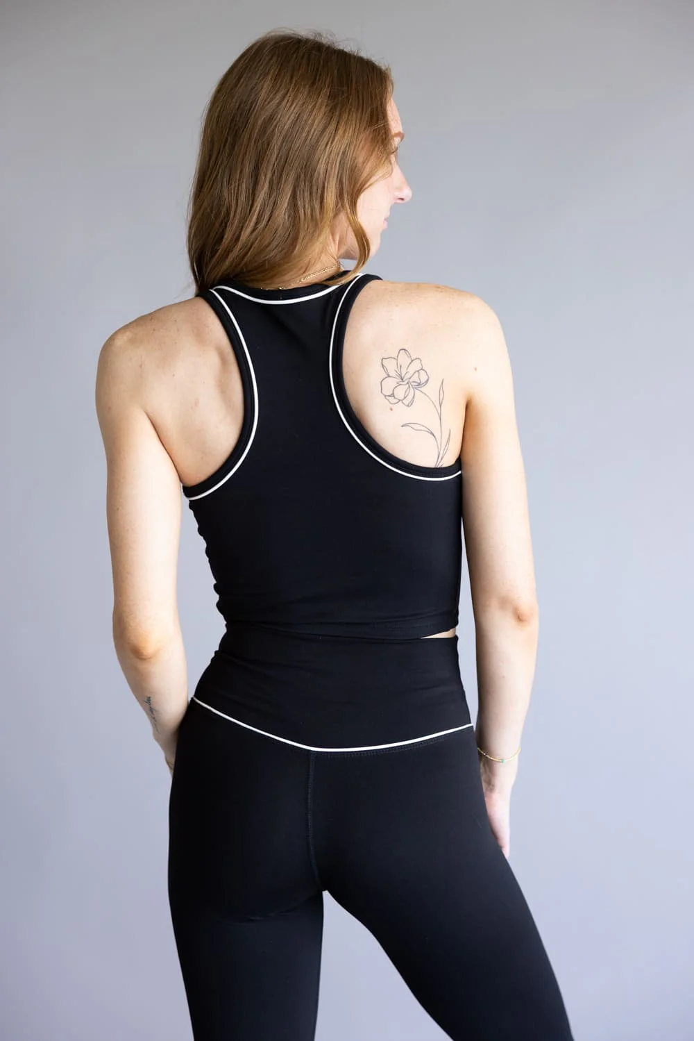 Love Tree Two Tone High Neck Tank Top for Women in Black | 10369TN-BLACK - Image 2