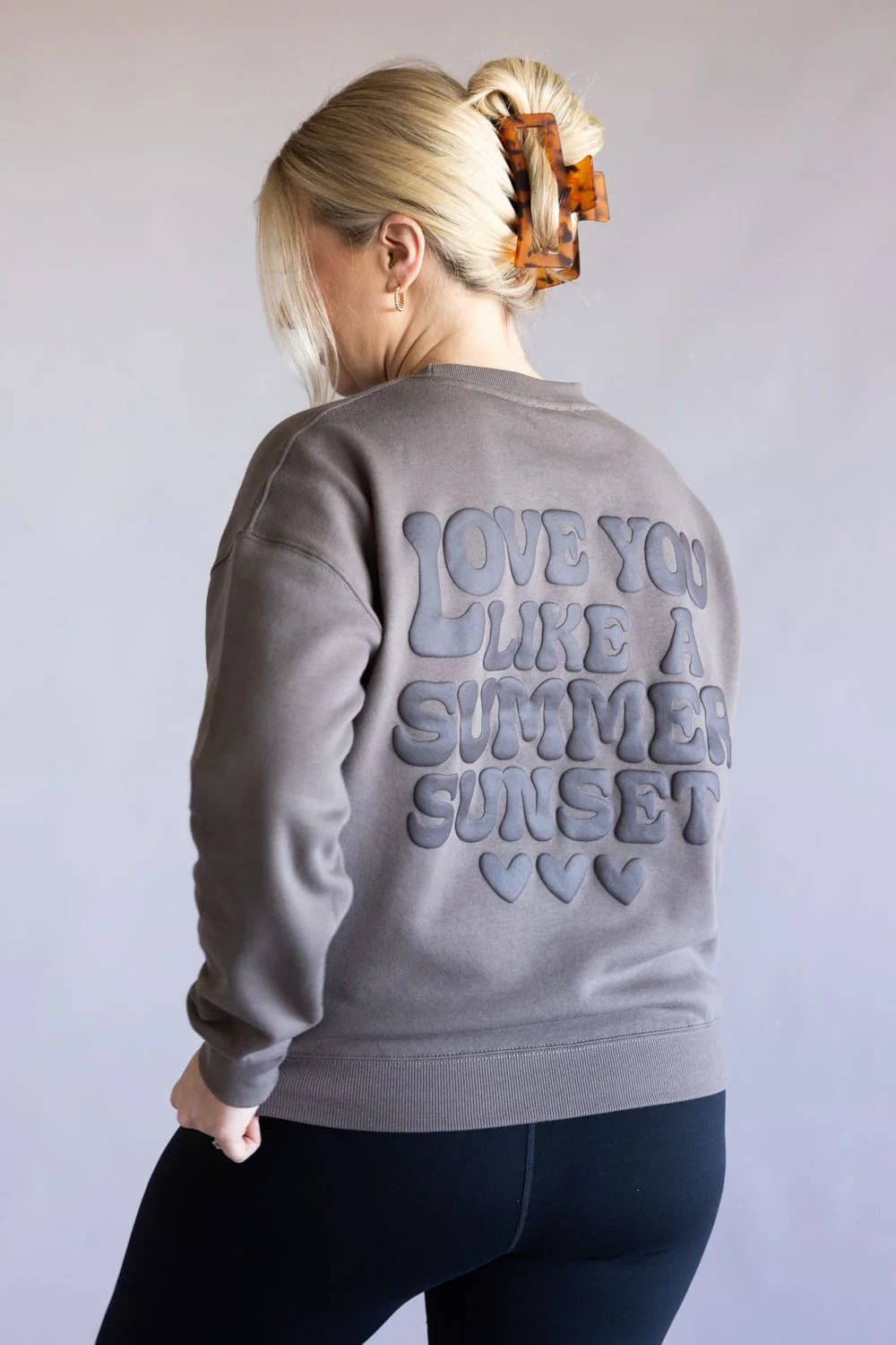 Love You Like A Summer Sunset Crewneck for Women in Fossil Brown | T1922-FOSSIL - Image 2