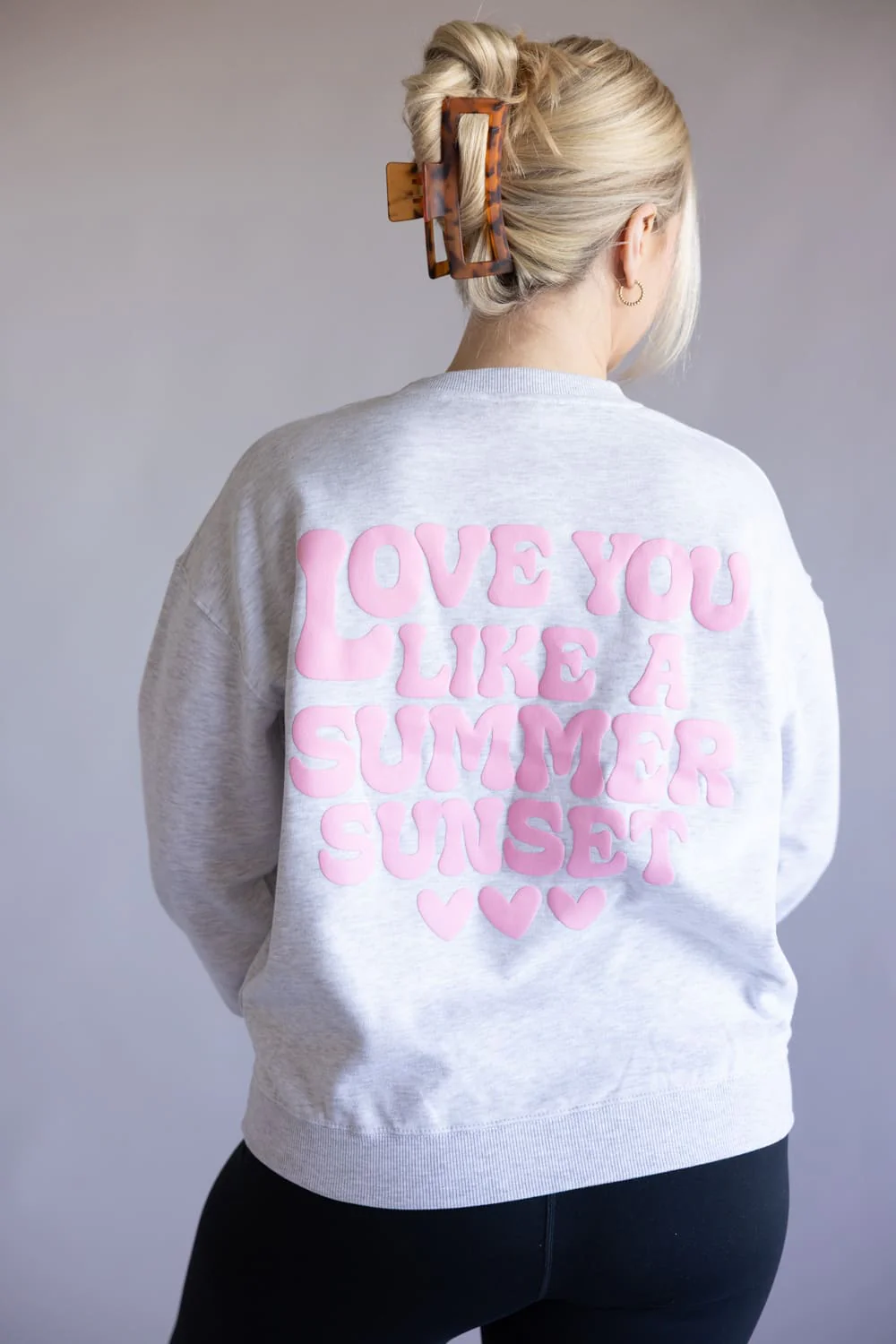 Love You Like A Summer Sunset Crewneck for Women in Ice Grey | T1922-ICEGREY - Image 4