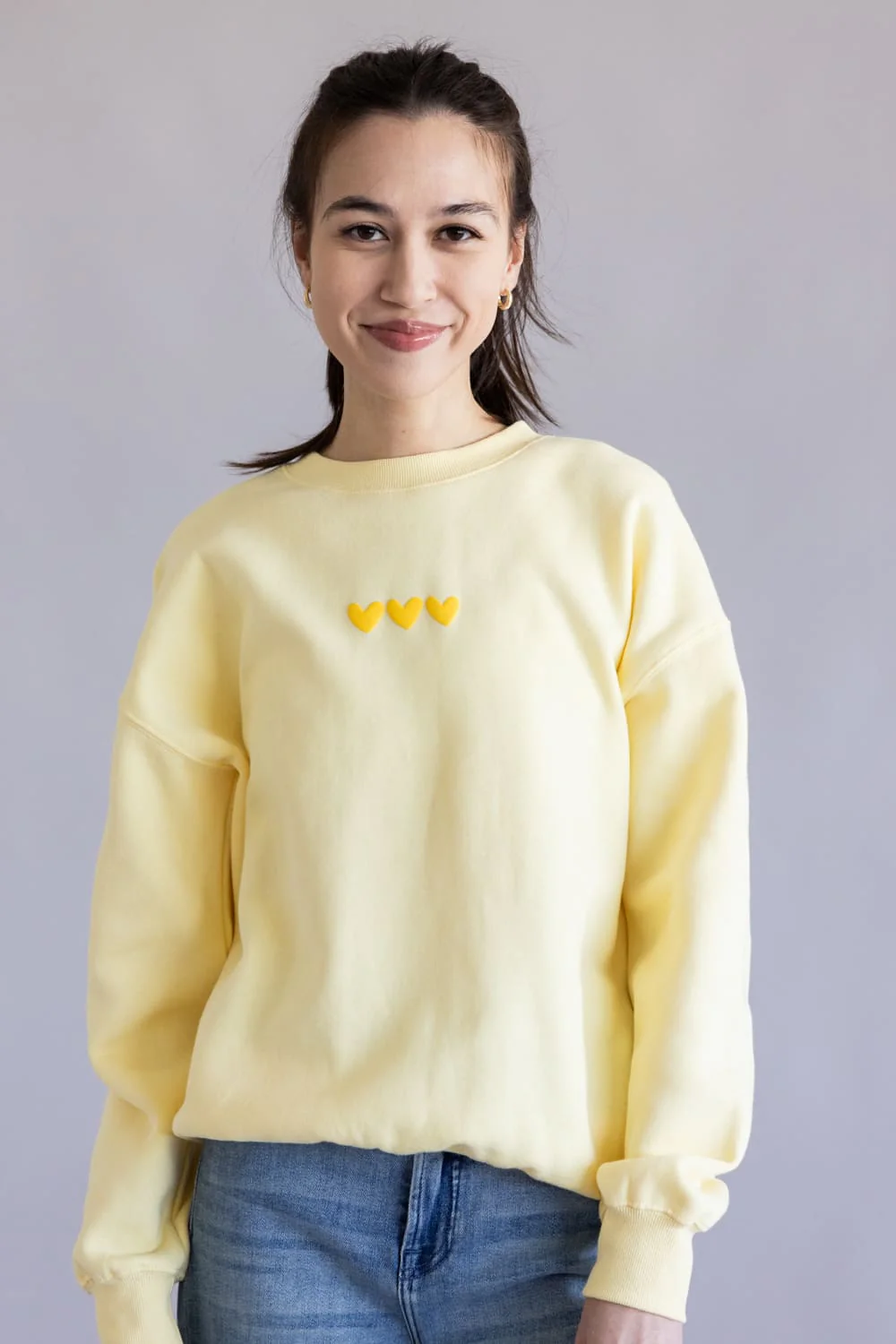 Love You Like A Summer Sunset Crewneck for Women in Light Yellow | T1922-LTYELLOW - Image 2