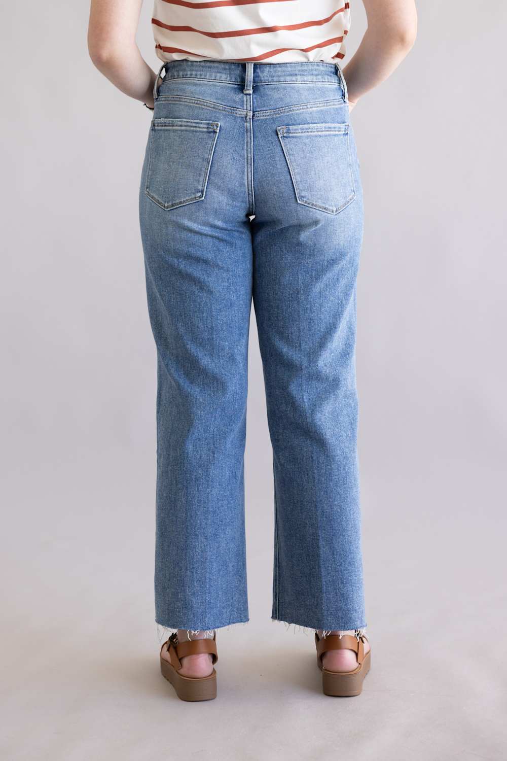 Flying Monkey High Rise Distressed Slim Wide Leg Jeans for Women | F6051 - Image 3