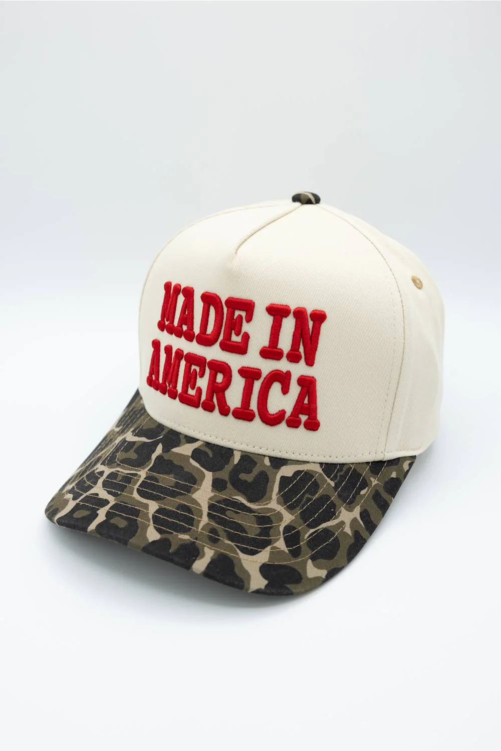 Made In America Trucker Hat for Women in Leopard/Tan | TCM0091-RED - Image 2