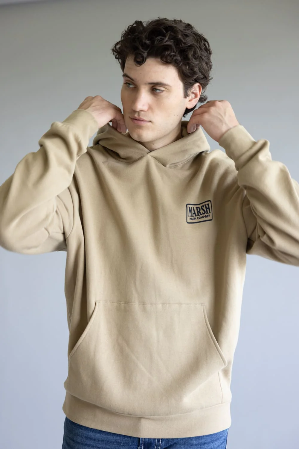 Marsh Wear Badge Hoodie for Men in Sandstone | MWF1064-SDST - Image 2