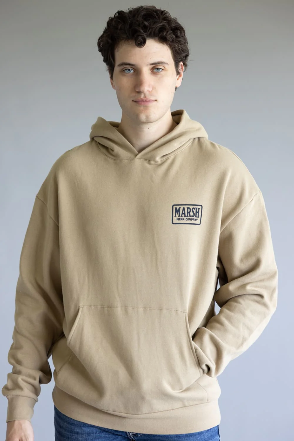 Marsh Wear Badge Hoodie for Men in Sandstone | MWF1064-SDST - Image 5