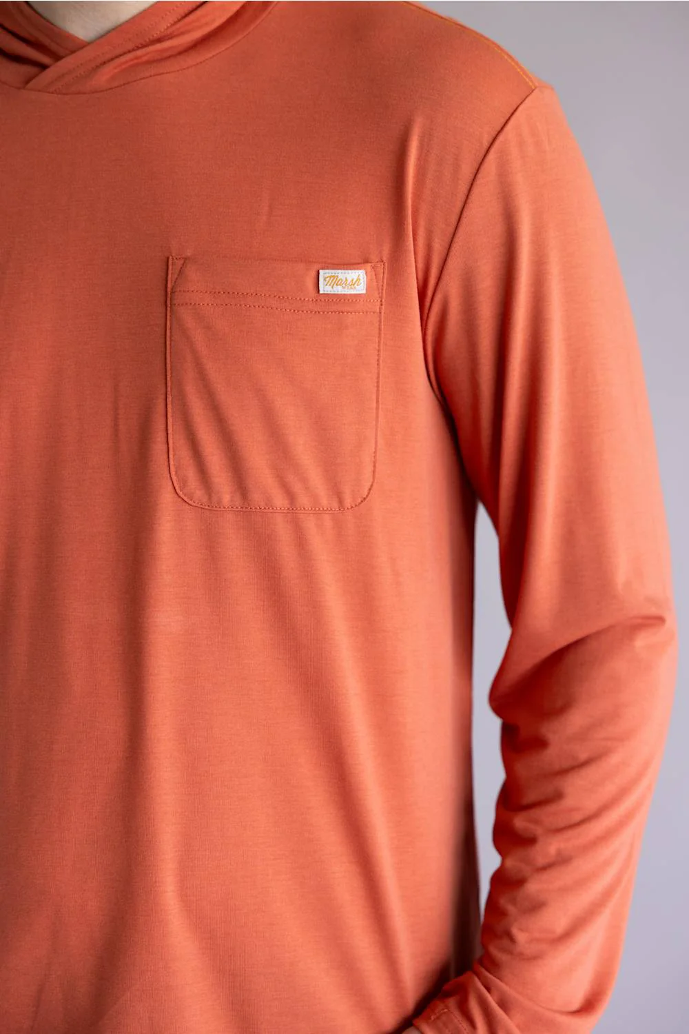 Marsh Wear Buxton Tech Hoodie for Men in Lobster Heather | MWK3008-LOBSTER HEATHER - Image 3