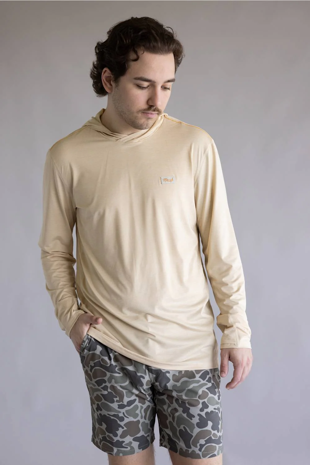 Marsh Wear High Noon Tech Hoodie for Men in New Wheat Heather | MWK3010-NEW WHEAT HEATHER - Image 4