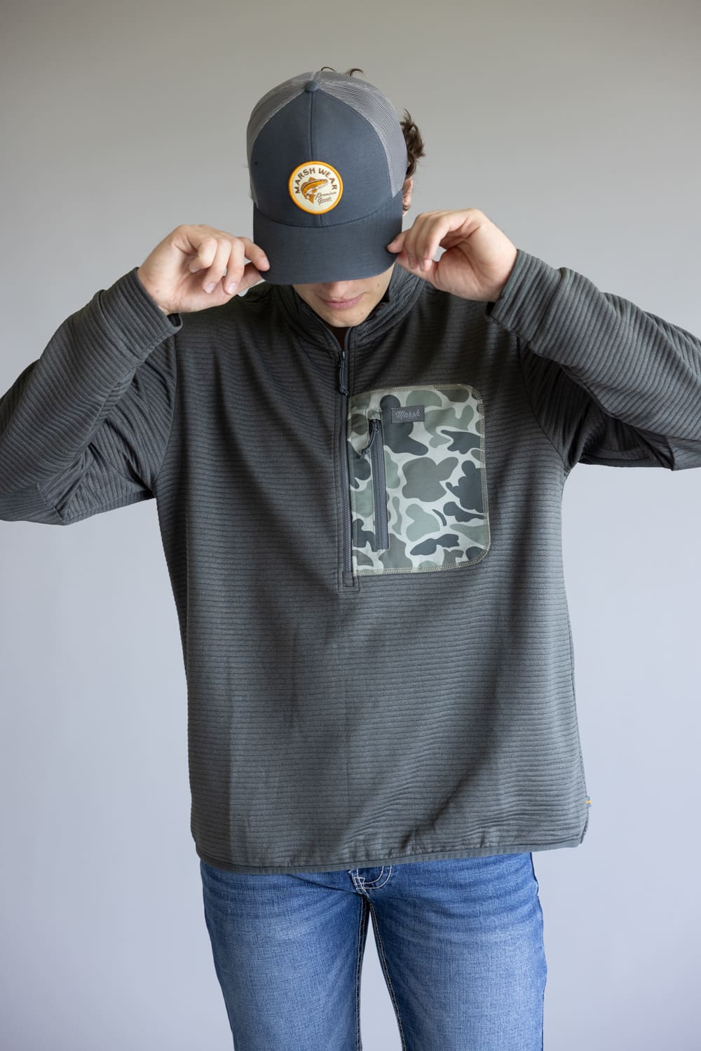Marsh Wear Hightide Trucker Hat for Men in Slate Blue | MWC1074-SBLU - Image 3