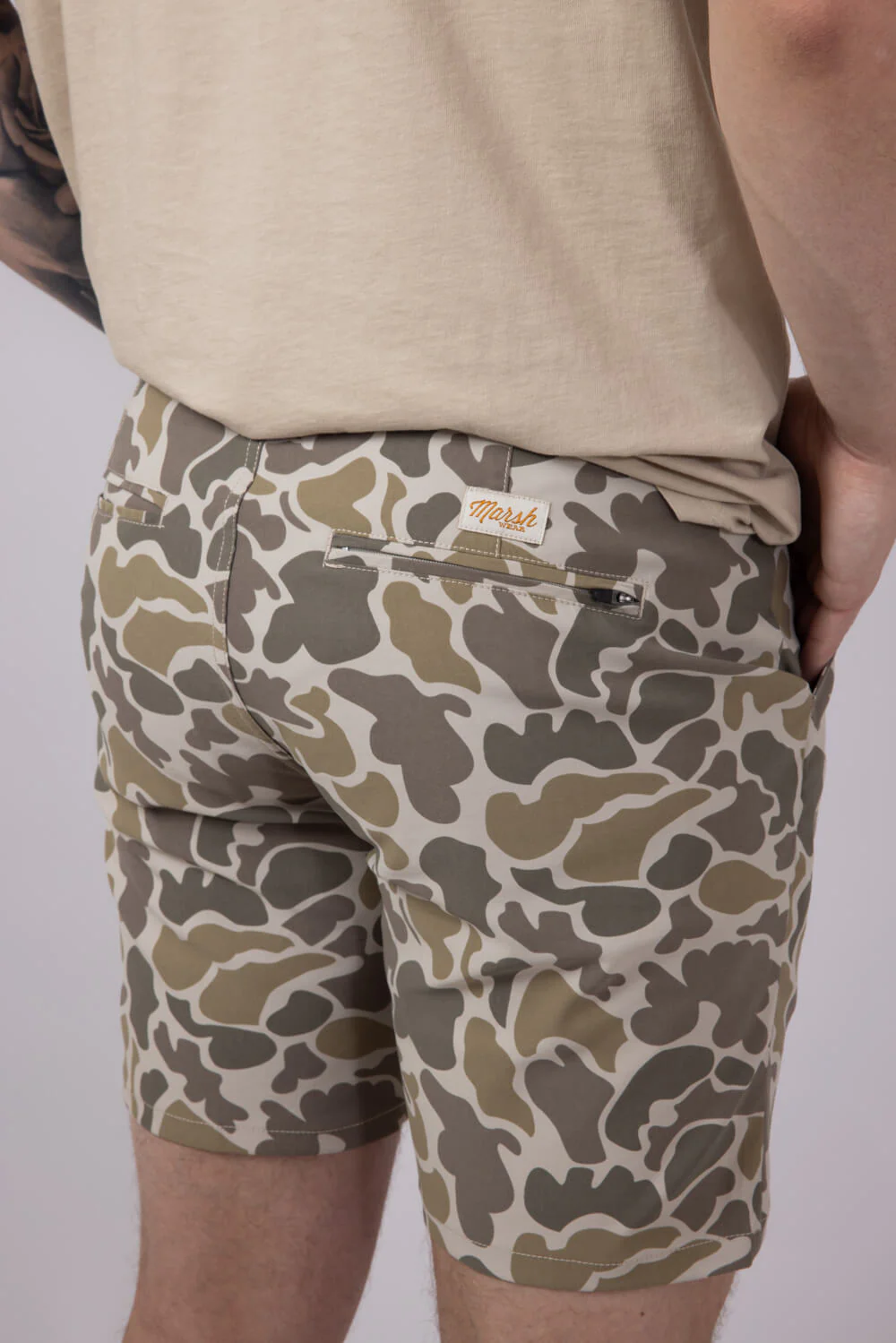 Marsh Wear Prime Hagood 8” Shorts for Men in Khaki Mallard Camo | MWS3007-KHMC - Image 4