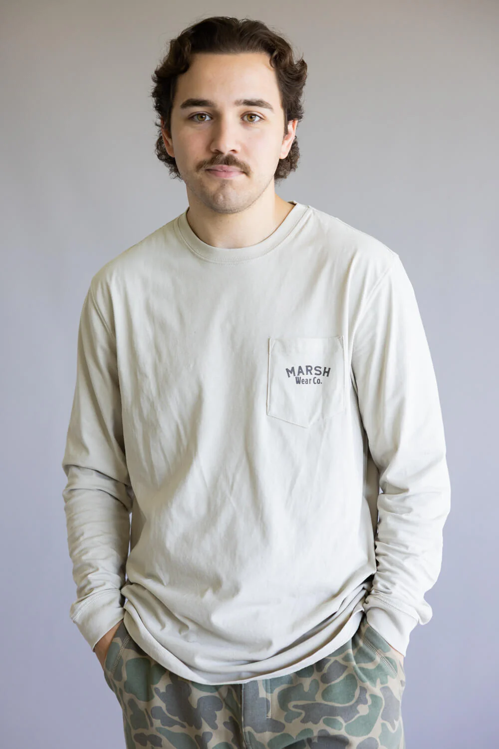 Marsh Wear Red Catch Long Sleeve T-Shirt for Men in Stone | MWT2039-STN - Image 2