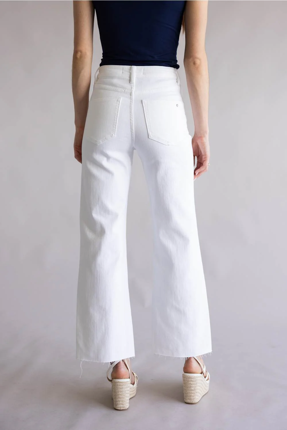 Mica High Rise Cropped Wide Jeans for Women in White | MDP-W3801WH - Image 3